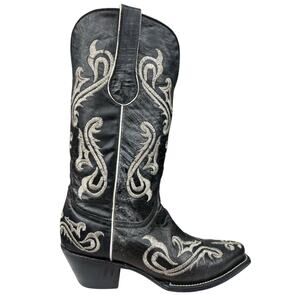 Vintage Ferrini Women’s Black Embroidered Western Cowgirl Boots Size 6 B